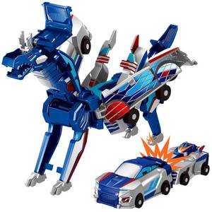 lot 24099 image: Intoypad Collision Transforming Dinosaur Car Toy, 2 Magnetic Cars Transform into Dinosaur Toys for Kids Toddler Fun Deformation Robot Dino Car Christmas Birthday Gift Toys for Boys Girls(Blue Dragon)