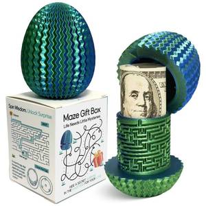 lot 29461 image: Mystery Egg Maze Box Gift, Money Puzzle Box For Cash, 3D Printed, Maze Game With Hidden Compartment, Treasures, Reusable Gift For Adults & Kids, Birthday, Christmas, Halloween, Easter (Bluegreen)
