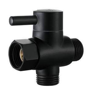 lot 29465 image: Brass Shower Arm Diverter Valve for Hand Held Showerhead and Fixed Spray Head,G 12 3-Way Bathroom Universal Shower System Replacement Part (Matte Black)