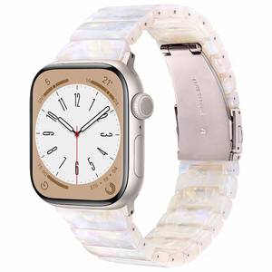 lot 29469 image: V-MORO Resin Band Compatible with Apple Watch Series 1011 46mm45mm44mm42mm Fashion Strap for iWatch Series 987654321SESE 2 Lightweight Bracelet Wristband Women(Classic Aurora White)
