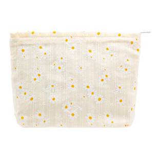 lot 29473 image: PAZIMIIK Floral Makeup Bag Large Cotton Zipper Pouch for Purse Travel Canvas Make Up Organizer for Women Cosmetic,Daisy Beige