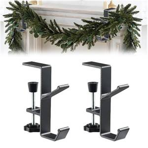 lot 29474 image: DJDZ 2 PCS Christmas Garland Hangers for Mantle, Garland Hanger,Adjustable Black Metal Garland and Stocking Mantel Holders with 2 Hooks and Protective Pads for Home Decoration