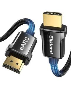 lot 29481 image: Silkland 8K HDMI ARCeARC Cable 2.1 for Soundbar 10ft, 8K60Hz, 4K120Hz Ultra High Speed HDMI Cord, Dolby Atoms, 48Gbps HDR10, HDCP 2.2&2.3 Compatible for Vizio Samsung Bose Sound bar, UHD TV,Blu-ray