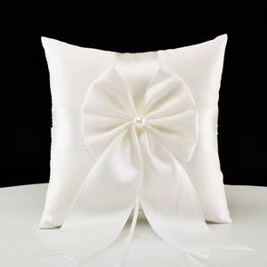 lot 29483 image: ATAILOVE Wedding Ring Pillow, Fairy Pearl Ivory Ring Bearer Cushion for Wedding Party 7.8 x7.8