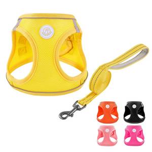 lot 29495 image: HIHANHAN Soft Mesh Dog Harness and Leash Set, No Pull Puppy Harness and Leash Set, Reflective Step in Harness for Small Medium Dogs, Easy Walk Escape Proof Vest Harnesses (Yellow, XS)