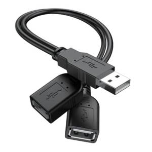 lot 29497 image: USB 2.0 A Male to 2 Dual USB Female Jack Y Splitter Hub Power Cord Extension Adapter Cable(Not Supporting CarPlay and Android Auto)