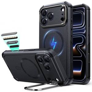 lot 29500 image: ESR for iPhone 17 Pro Max Case with Stash Stand, 7X Military-Grade Drop Protection with Camera Control, Shock-Absorbing Phone Rugged Cover, Compatible with MagSafe Accessories, Cyber Series, Black