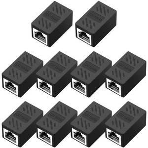 lot 29501 image: QINGLER RJ45 Cat6 Coupler Ethernet Extender Connector, 10 Pack in line Coupler Cat7 Cat6 Cat5e Cat5 Ethernet Cable Extender Female to Female Black