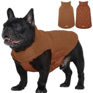 lot 29502 image: Kuoser Reversible Dog Coat Warm Fleece & Quilted Waterproof Dog Jacket, Double-Sided Cold Weather Dogs Winter Coat with Harness Hole, Windproof Pet Snow Vest for Small Medium Large Dogs, Brown M