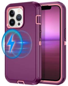 lot 29510 image: I-HONVA for iPhone 12 Pro Max Case,iPhone 13 Pro Max Case Compatible with MagSafe Shockproof 3-Layer Full Body Protection Rugged Heavy Duty Cover for Apple iPhone 1213 Pro Max,PurplePink