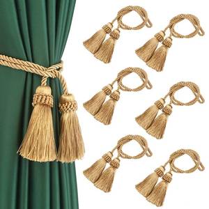 lot 29513 image: Fenghuangwu Curtain Tiebacks Handmade Decorative Curtain Holdbacks Rope with Tassel (Gold, 6P)