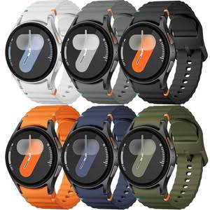 lot 29517 image: Sport Band for Samsung Galaxy Watch 7 Band 40mm 44mm,No Gap Soft Silicone Strap for Galaxy Watch 6 5 4 FE Band 40mm 44mmGalaxy Watch 64 Classic 47mm 43mm 46mm 42mmWatch 5 pro 45mm Men Women,6 Pack