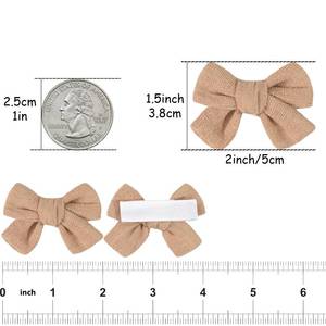 lot 29518 image: CLLOT 10 Pieces 2inch Girls Hair Bows Linen Fabric Bows Alligator Clips Hair Accessories for Baby Toddlers and Infants 5 Pairs Khaki Mini Bow