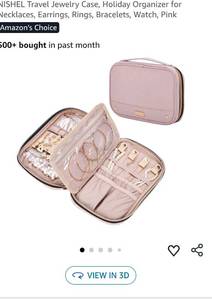 lot 39592 image: PINK Leather Travel Jewelry Case