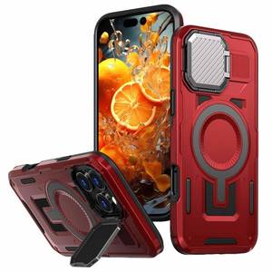 lot 39601 image: Designed for iPhone 17 Pro Max Case, Full Camera Protection, Built-in Invisible Kickstand, Heavy Duty Rugged Case with Dual-Layer Shockproof, Wireless Charging Compatible (Red)