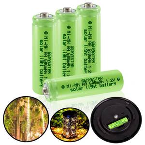 lot 39608 image: GENYESTAR AA Solar Light Rechargeable Batteries NIMH 600mAh 1.2V Double A Battery Rechargeable AA Batteries for Solar Christmas Garden Lawn Landscaping Lights Lamps Lantern Remotes