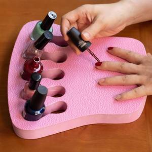 lot 39611 image: ButterFox Nail Polish Organizer Holder, Nail Art Manicure Hand Stand Mat Rest Work Station (Pink)