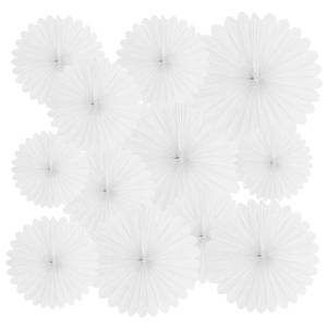 lot 39616 image: 20 Pcs White Hanging Paper Fan, Hanging Honeycomb Round Paper Fans for Weddings, Birthdays, Christmas, Baby Showers, Classroom, Events Ceiling Party Supplies Decorations