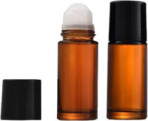 lot 39619 image: Galepromot 2 Pcs Clear Empty Glass Essential Oil Roller Bottles Vials Containers Refillable Roll-on Bottles with Funnel 30ML Refillable Cosmetic Containers Roller Balls for Essential Oils (Brown)
