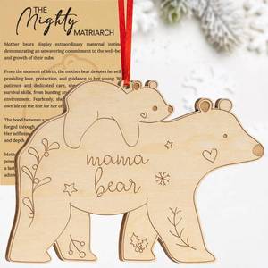 lot 39623 image: Mama Bear Wooden Ornament with Sentimental Mothers Day Card, Mother Daughter Special Bond Keepsake, Heartfelt for First Time Moms, Best Friend, Sister, Mom, Daughter, Grandma