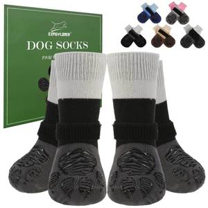 lot 39636 image: EXPAWLORER Anti Slip Dog Socks to Prevent Licking Paws, Dog Shoes for Hot Pavement, Dog Booties for Hardwood Floors, Dog Boots & Paw Protectors with Grippers for Small Medium Large Senior Dogs Grey M