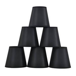 lot 48241 image: Set of 6 Clip-on Mini Chandelier Lamp Shades,3.5 x 5.1 x 5.5,Small Barrel,Handmade,Traditional Decorative,Natural Linen Lamp Shade,Modern European Style Bell Shade (Black)