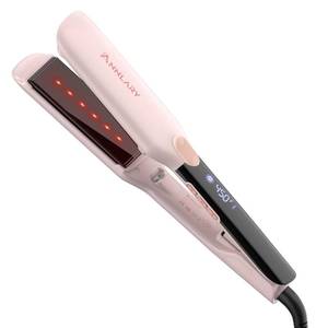 lot 48244 image: ANNLARY Hair Straightener, 1.75 Inch Flat Iron with Infrared and Ionic Technology, Titanium Plate with Ceramic Coating Dual Voltage Straightener with Heat-Resistant Silicone for All Hair Types