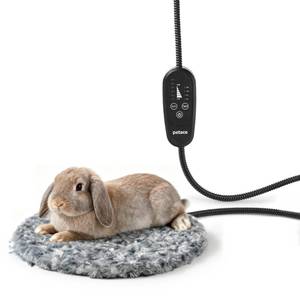 lot 48245 image: Petace Adjustable Temperature Heated Cat Bed & Dog Heating Pad with Timer, Chew-Resistant Cord, Thick and Soft Cover, Indoor Pet Heating Pad, Round 11.8