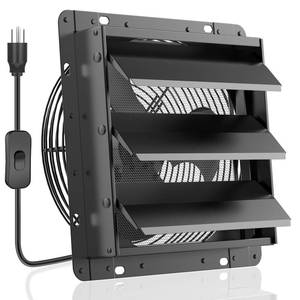 lot 48248 image: HG Power 10 Inch Shutter Exhaust Fan, 647CFM Quiet Garage Exhaust Fan with 8 Foot Long ONOFF Switch Cable for Chicken Coop, Shed, Basement, Gable, Kitchen, Attic Ventilation Use, Black