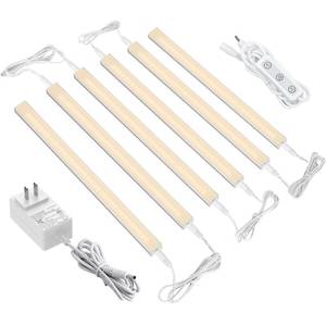 lot 48255 image: ASOKO Dimmable Under Cabinet Lighting - 6 Pcs 12 Inch Linkable Led Counter Light Bars, Warm White 2700K, DC24V 1320Lumens, 18W Shelf Lighting (ETL Plug)