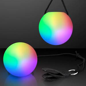 lot 48257 image: LED Poi Ball Swirling Light Rave Toy (Set of 2) Color Changing Poi Balls