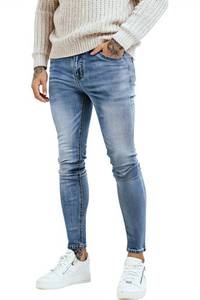 lot 48260 image: GINGTTO Skinny Jeans Men Slim Fit Stretch Blue Jeans Tapered Leg Elastic Waist 32x28