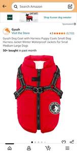 lot 48286 image: Red Padded Dog Coat with Harness