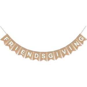 lot 48287 image: SWYOUN Burlap Friendsgiving Banner Thanksgiving Friends Party Bunting Garland Decoration Supplies