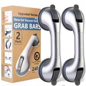 lot 48291 image: Grab Bars for Shower Handle, Elderly Assistance Products, Seniors Removable Bar Safety, Suction Cup Handles for Bathtubs and ShowersBathroomWalls, Heavy Duty Handrails Grip,No Drilling Sliver 2 peice
