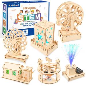 lot 48295 image: STEM Science Kits for Kids, Wood Arts and Craft Kits, STEM Toys for Boys Girls Age 8-12 5-7 8 10 12 13 14 Gift Idea, 3D Puzzles Building Engineering Model Set 6 and 1