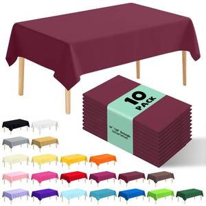 lot 48299 image: JHDZDHY Premium Disposable Plastic Tablecloth 54 X 108 Rectangle Table Cover for Birthdays Weddings Christmas Anniversary Buffet Table (Burgundy)