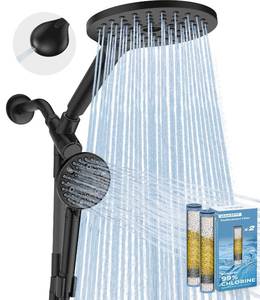 lot 48304 image: MakeFit Dual Filtered Rain Shower Head Combo, High Pressure Handheld Shower Head with Adjustable Bar - Rainfall Shower Head And Showerhead with Filter for Hard Water - Removes Chlorine