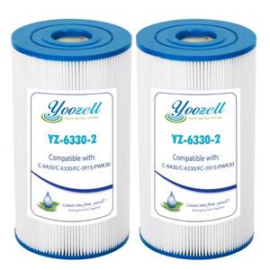 lot 48305 image: Yoozell PWK30-EC Spa Filter Cartridge Replaces for C-6330,C-6430,FC-3915, CCP498, 13004, AK-5005, XLS-602, FC-3915M, Hot Springs 31489, Darlly 60307, 30 sq.ft Drop in Hot Tub Filter, 2 Pack