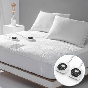 lot 111442 image: Queen Size Electric Heated Mattress Pad - Bed Warmer with Memory & Preheat Functions, 12 Heat Settings Dual Control for 1-12 Hours Auto Off, Lighted Button