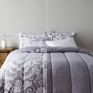 lot 111451 image: Amazon Basics King Size Comforter Sets, Ultra-Soft Lightweight Microfiber Reversible 3-Piece Bedding, Gray Medallion