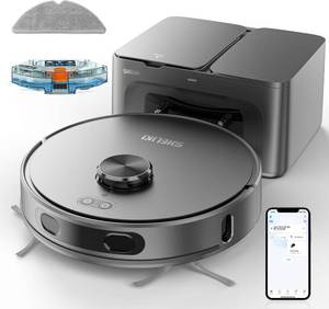 lot 111458 image: Retails for $240 Robot Vacuum and Mop Combo, 3-in-1 Robotic Vacuum Cleaner with 70-Day Self-Emptying Base, 360 LiDAR Navigation, Auto-Return & Smart Mapping, 6000Pa Strong Suction for Pet Hair, Carpets & Hard Floors