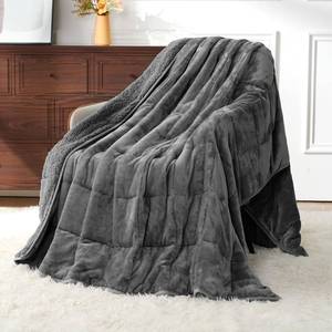 lot 111460 image: Uttermara Weighted Blankets for Adults Queen Size, 15lbs 60x80 inches Blanket with Soft Warm Plush Sherpa Fleece, Washable Thick Heavy Throw for Sleep, Anxiety and Calming, Grey