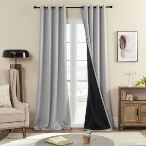 lot 111463 image: Rutterllow 100% Blackout 330 GSM Curtains, Full Shade Long Complete Drapes for Living Room, Thermal Insulated Bedroom Window Treatment Drapes (2 Panels, Light Gray, 52 x 90 inch)