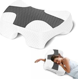 lot 211247 image: Side Sleeper Pillow with Arm Hole, Shoulder Relief System, Arm Pillow for Neck and Shoulder Pain, Premium Memory Foam, Suitable for Side, Back and Stomach Sleepers - Grey