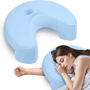 lot 211257 image: Side Sleeper Pillow, Side Sleeper Pillows for Adults, Memory Foam Pillow for Neck and Shoulder Pain, Ideal for Side Sleepers, Side Sleeper Pillows with Arm Hole (Blue)