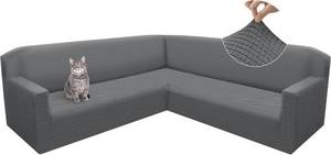 lot 211265 image: Arfntevss Corner Sectional Couch Covers Grey L Shape Sofa Cover Extra Large Magic Stretch Couch Cover Soft Feature Jacquard Design Furniture Protector U Shaped Sofa Slipcovers (True Gray, Large)