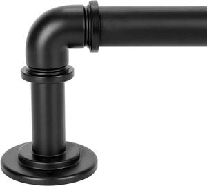 lot 211269 image: OLV Black Industrial Curtain Rods for Windows 48 to 84 Inch(4 to 7 Feet), 1 Inch Diameter Blackout Wrap Around Adjustable Heavy Duty Window Drapery Rods, Indoor and Outdoor, Matte Black