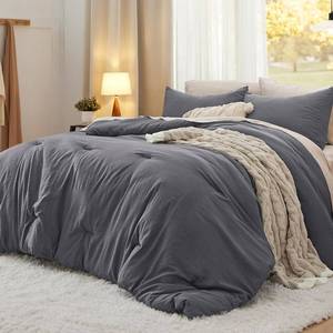lot 211278 image: Bedsure Oversized King Comforter Set, Dark Grey Soft Prewashed Bedding for All Seasons, 3 Pieces GentleSoft Bed Set, 1 Lightweight Comforter (120x98) and 2 Pillowcases (20x36)