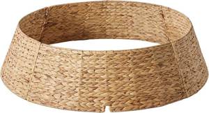 lot 211280 image: Christmas Tree Collar, Tree Skirt, Woven Hyacinth Rattan 4-Panel Tree Collar wCord Access Hole & Easy Lock Design